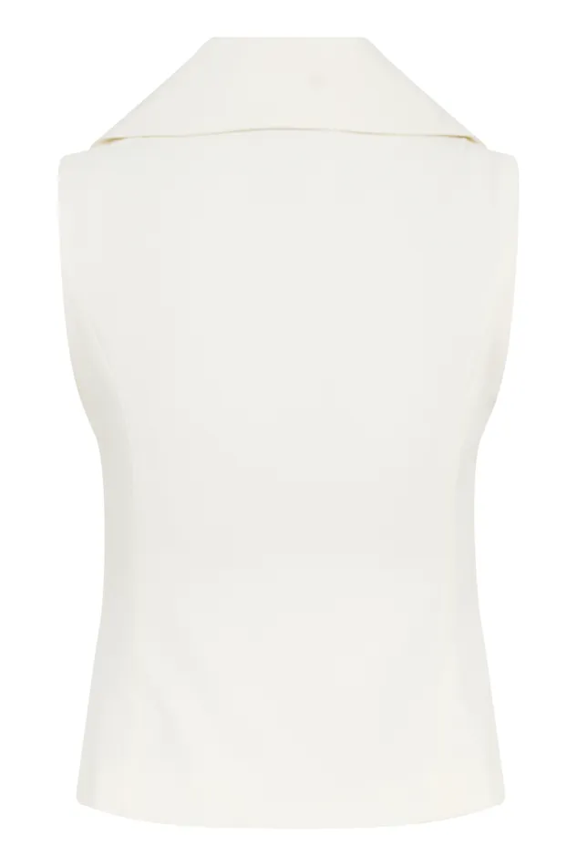 Women Meshki Tops Berkley Suiting Waistcoat With Cowl 8211 Ivory