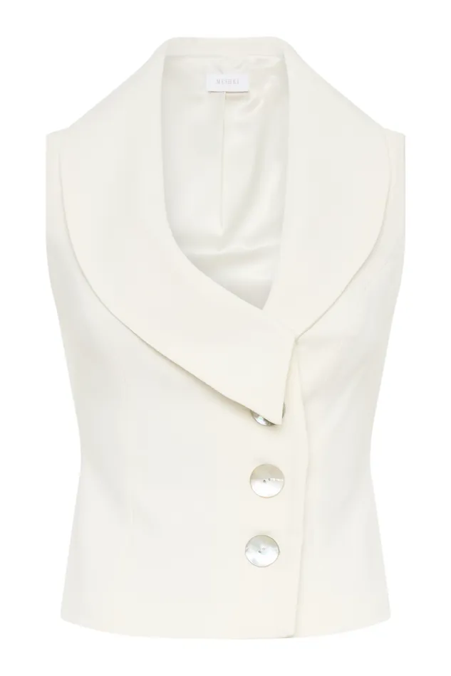 Women Meshki Tops Berkley Suiting Waistcoat With Cowl 8211 Ivory