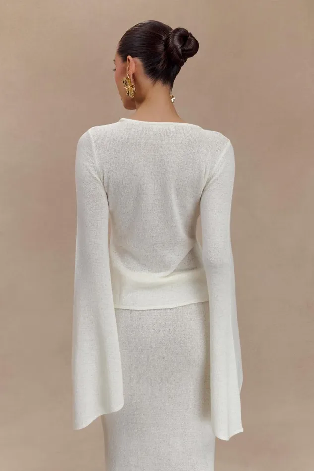 Women Meshki Tops Carey Knit Flare Sleeve Top 8211 Ivory