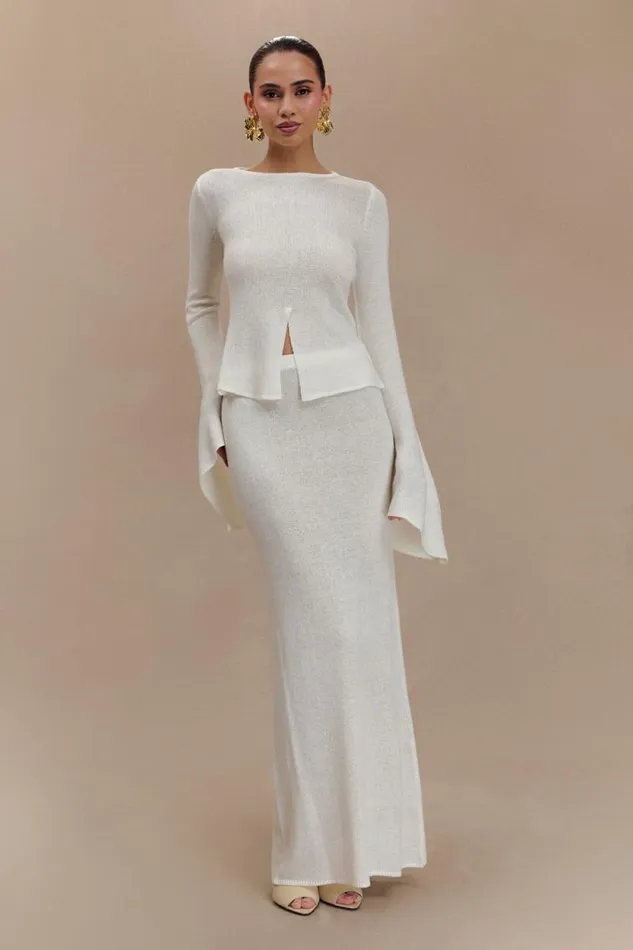 Women Meshki Tops Carey Knit Flare Sleeve Top 8211 Ivory