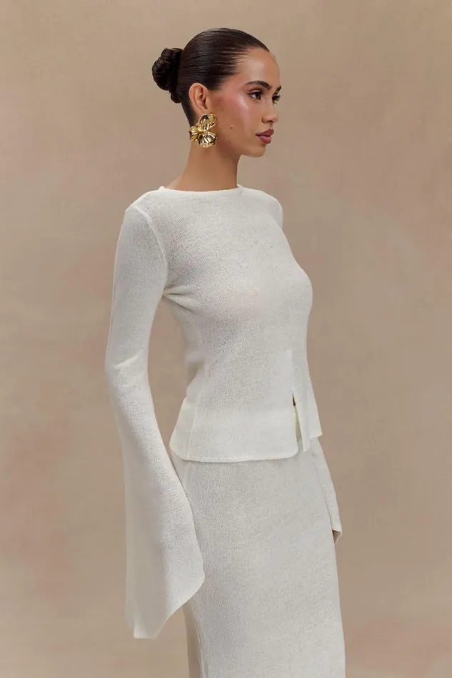 Women Meshki Tops Carey Knit Flare Sleeve Top 8211 Ivory