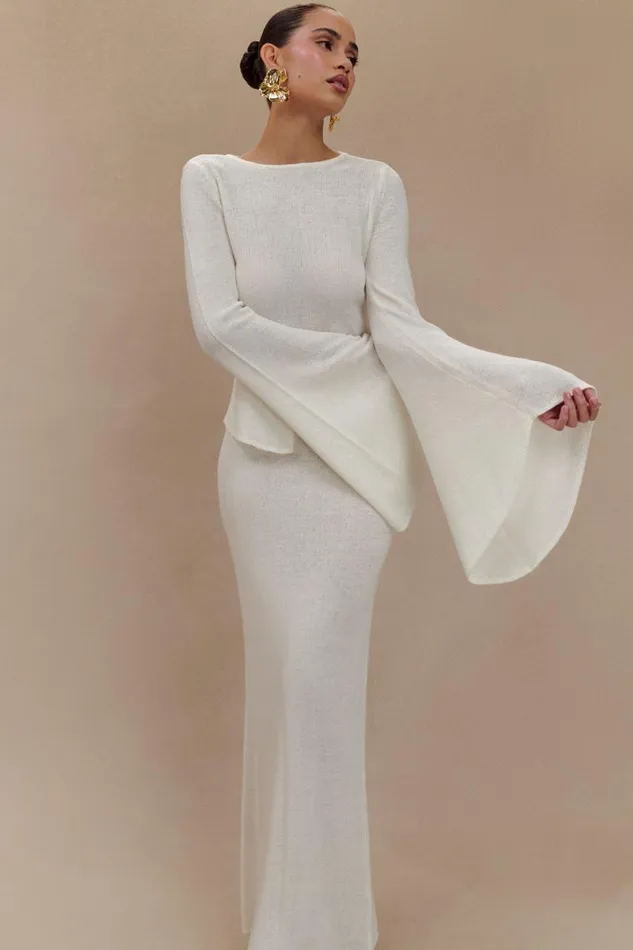 Women Meshki Tops Carey Knit Flare Sleeve Top 8211 Ivory