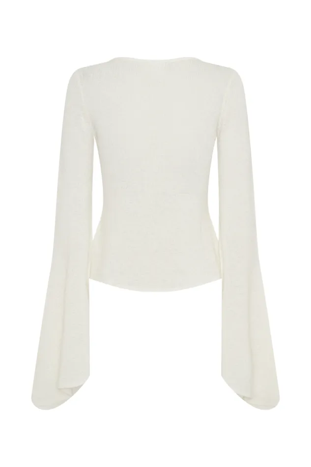 Women Meshki Tops Carey Knit Flare Sleeve Top 8211 Ivory