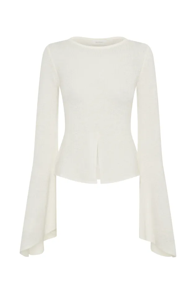 Women Meshki Tops Carey Knit Flare Sleeve Top 8211 Ivory
