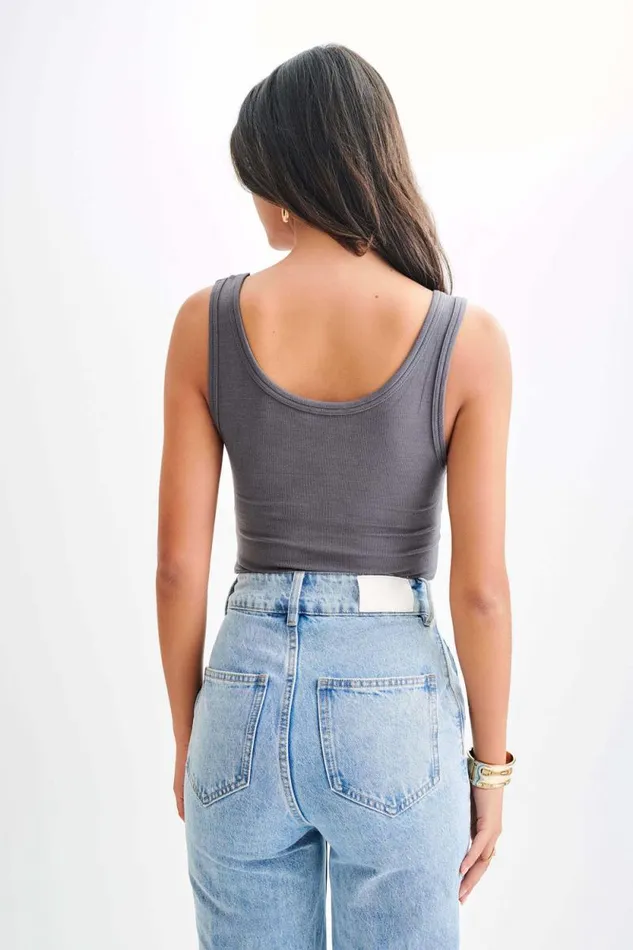 Women Meshki Tops Chandler Modal Tank Top 8211 Charcoal