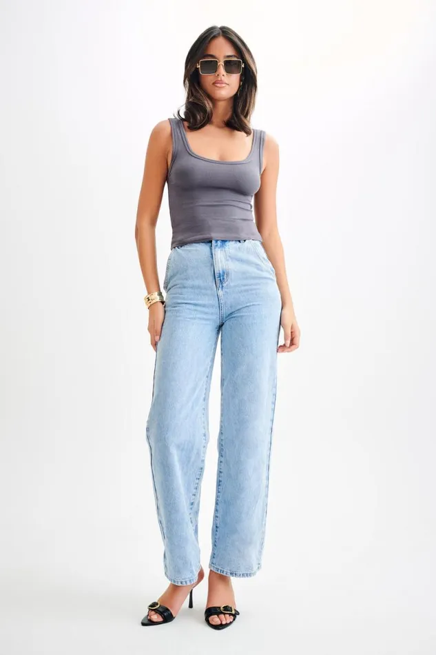 Women Meshki Tops Chandler Modal Tank Top 8211 Charcoal