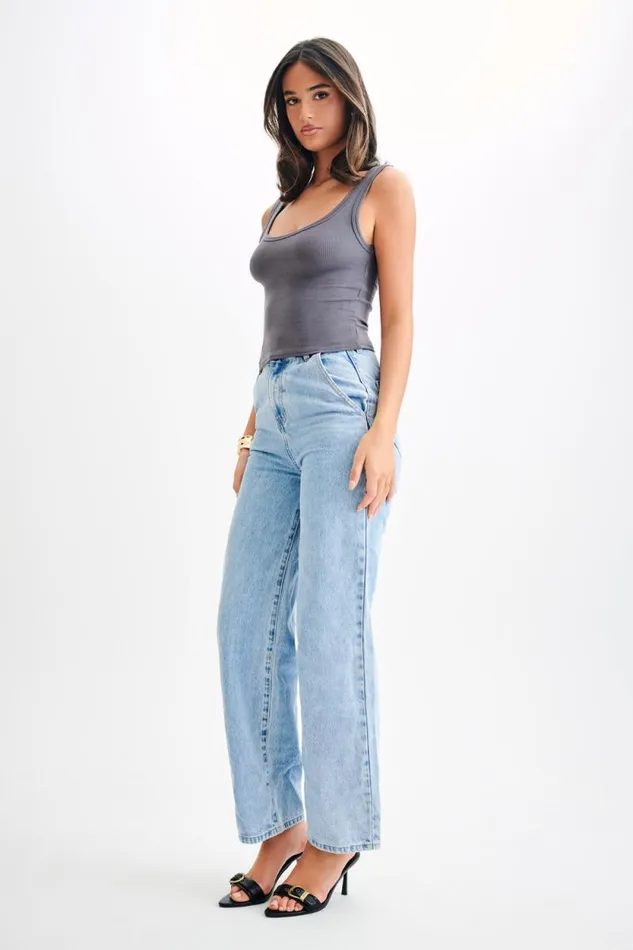 Women Meshki Tops Chandler Modal Tank Top 8211 Charcoal