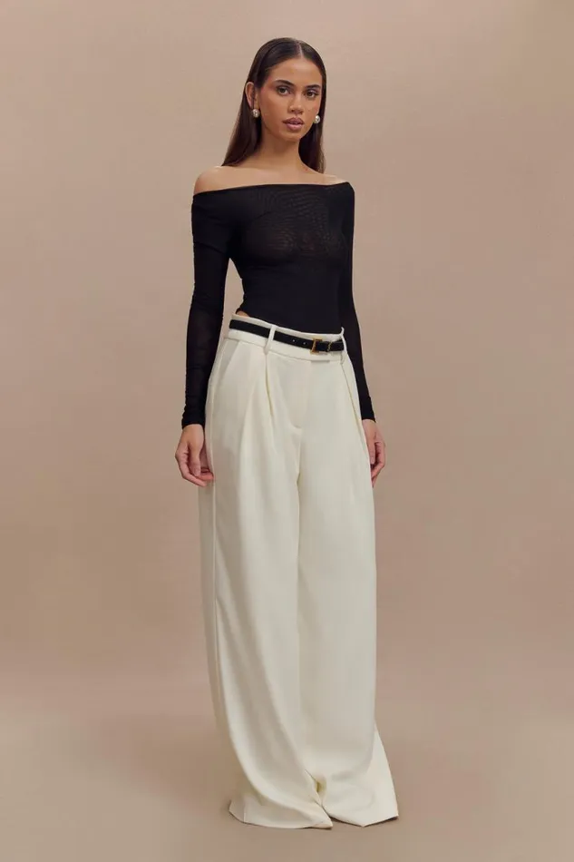 Women Meshki Tops Colette Boat Neck Mesh Top 8211 Black