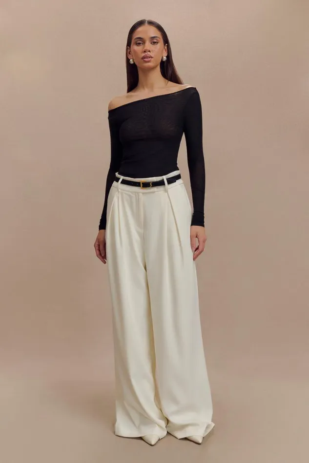 Women Meshki Tops Colette Boat Neck Mesh Top 8211 Black