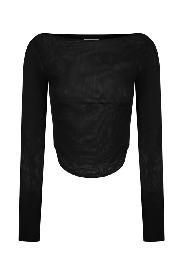 Women Meshki Tops Colette Boat Neck Mesh Top 8211 Black