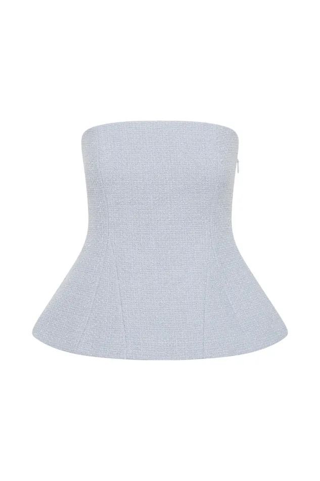 Women Meshki Tops Cyrus Strapless Boucle Top 8211 Sky Blue