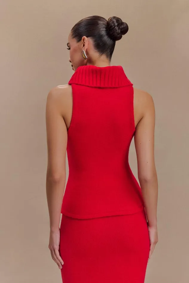Women Meshki Tops Elise Roll Neck Knit Top 8211 Red