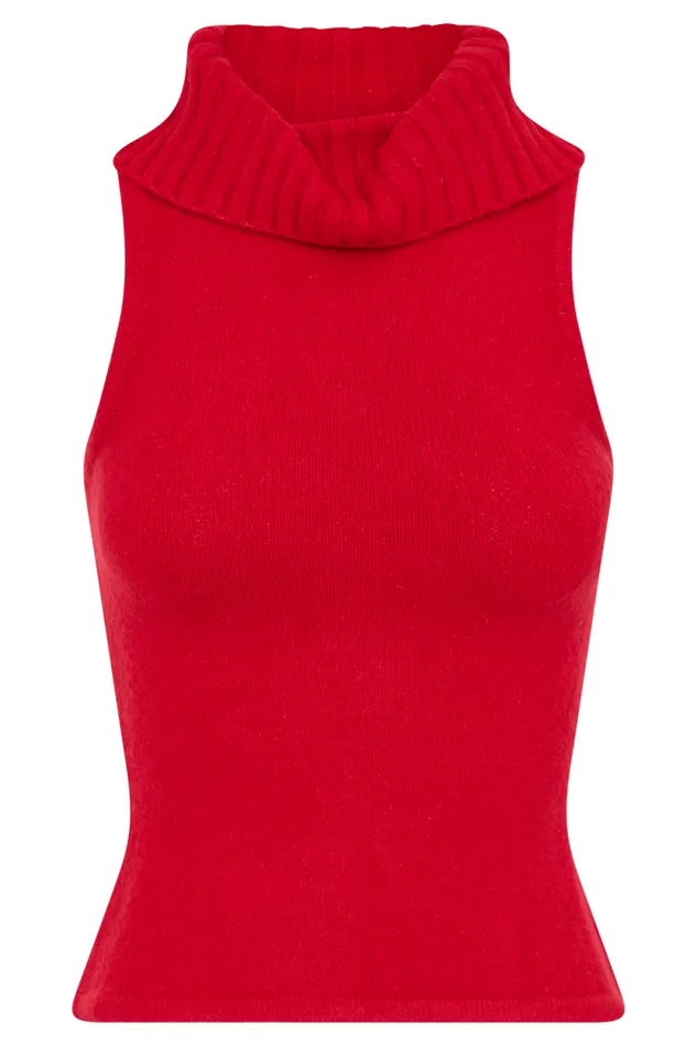 Women Meshki Tops Elise Roll Neck Knit Top 8211 Red