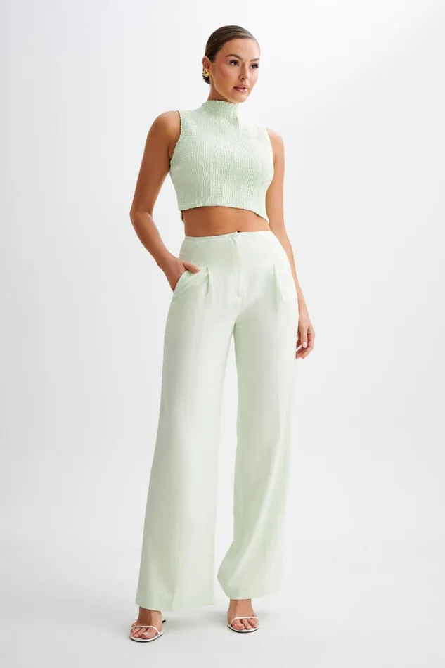 Women Meshki Tops Emanuelle Sleeveless Linen Shirring Top 8211 Mint