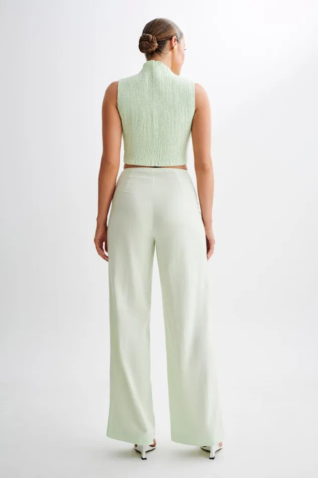 Women Meshki Tops Emanuelle Sleeveless Linen Shirring Top 8211 Mint