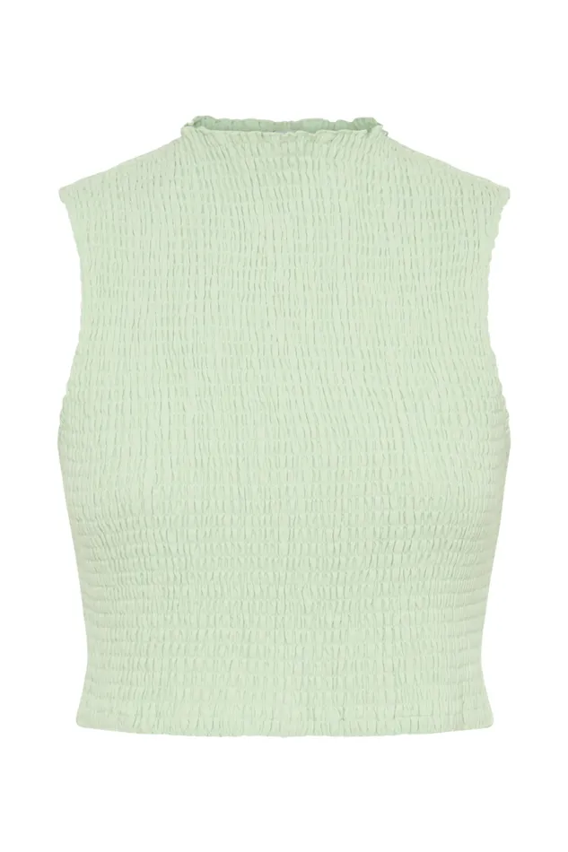 Women Meshki Tops Emanuelle Sleeveless Linen Shirring Top 8211 Mint