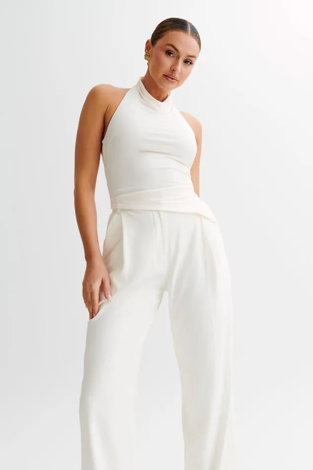 Women Meshki Tops Federica Slinky Halter Neck Top 8211 Ivory