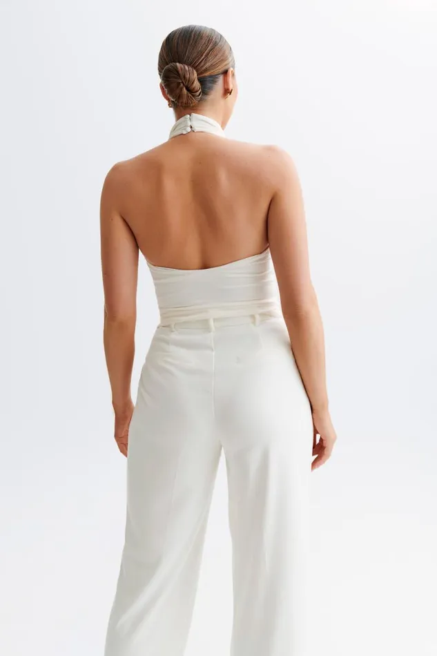 Women Meshki Tops Federica Slinky Halter Neck Top 8211 Ivory
