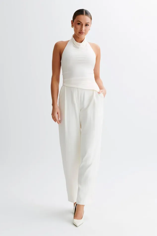 Women Meshki Tops Federica Slinky Halter Neck Top 8211 Ivory