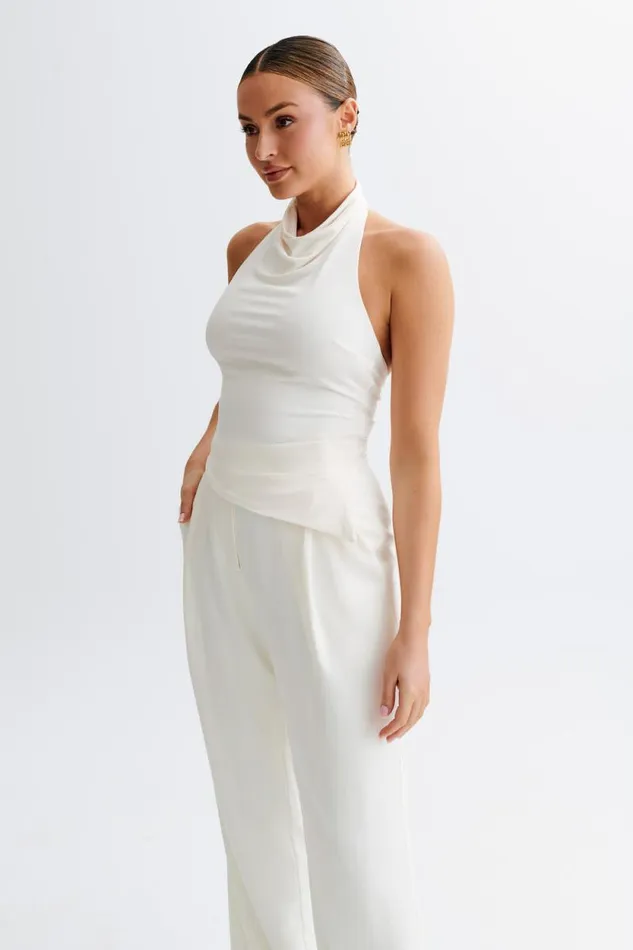 Women Meshki Tops Federica Slinky Halter Neck Top 8211 Ivory