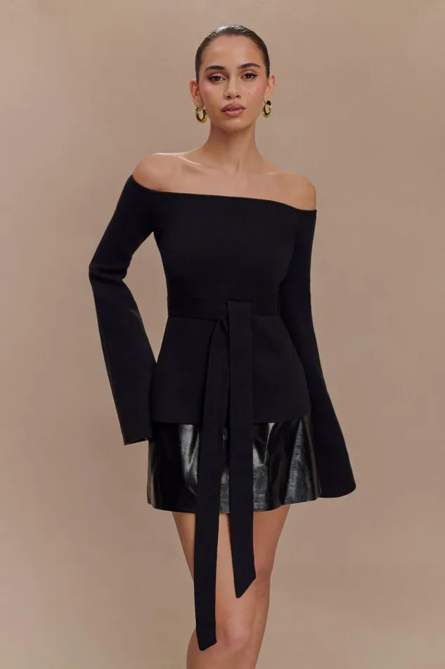 Women Meshki Tops Kyle Off Shoulder Knit Top 8211 Black