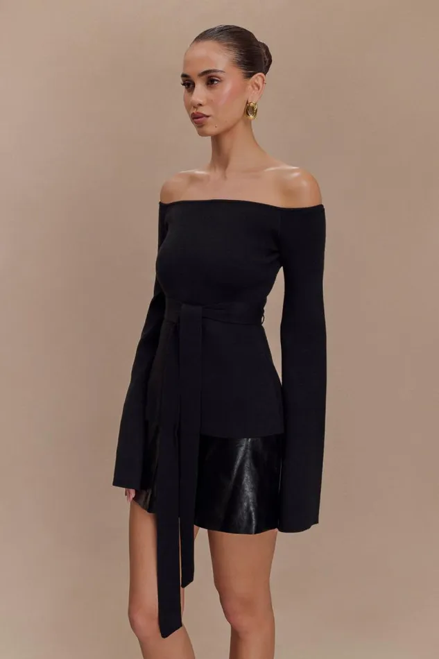 Women Meshki Tops Kyle Off Shoulder Knit Top 8211 Black