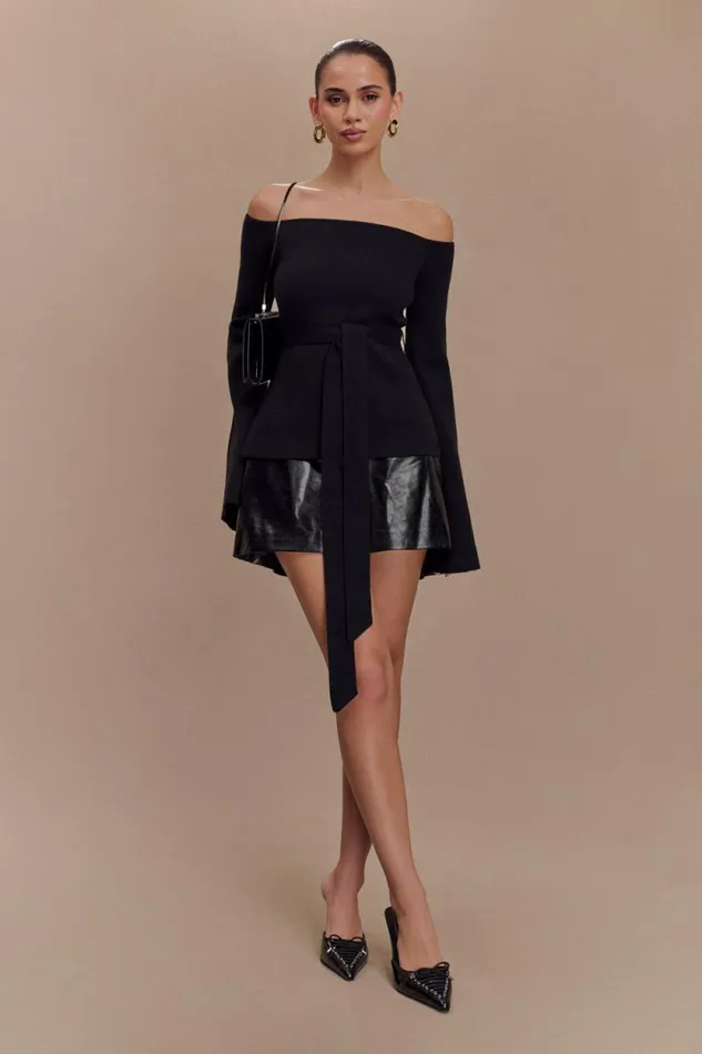 Women Meshki Tops Kyle Off Shoulder Knit Top 8211 Black