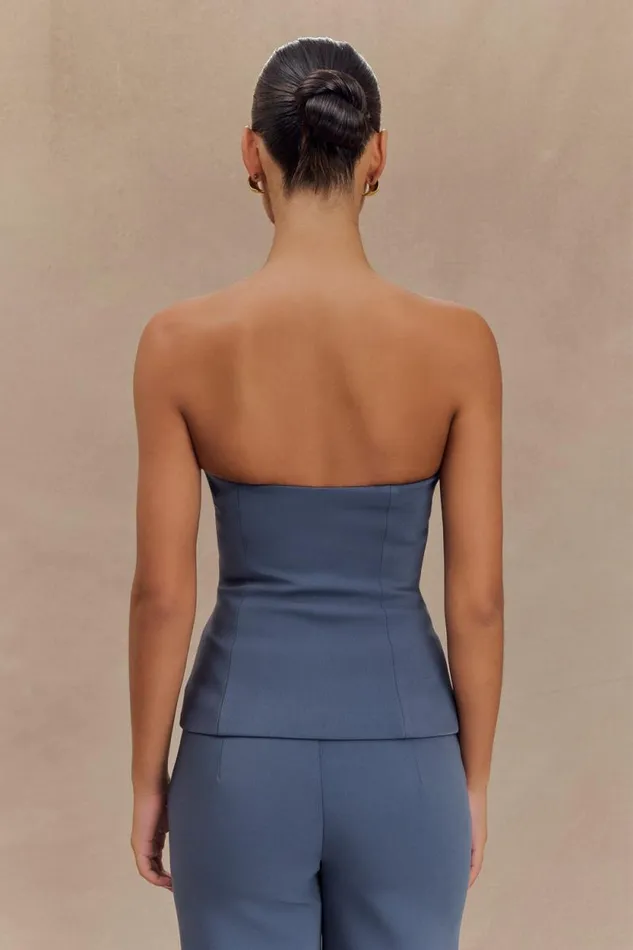 Women Meshki Tops Lindie Strapless Suiting Top 8211 Steel