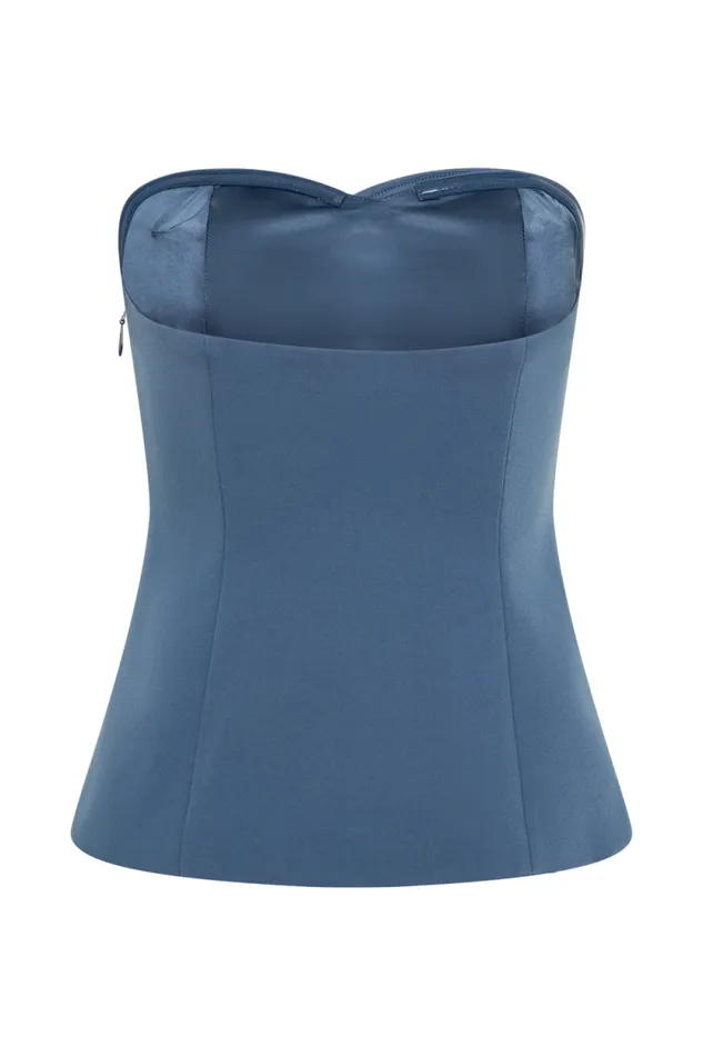 Women Meshki Tops Lindie Strapless Suiting Top 8211 Steel