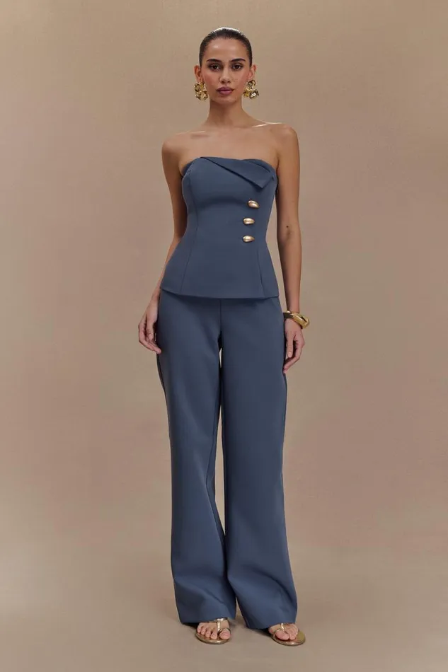 Women Meshki Tops Lindie Strapless Suiting Top 8211 Steel