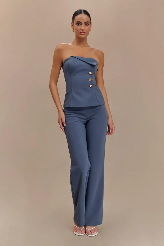 Women Meshki Tops Lindie Strapless Suiting Top 8211 Steel