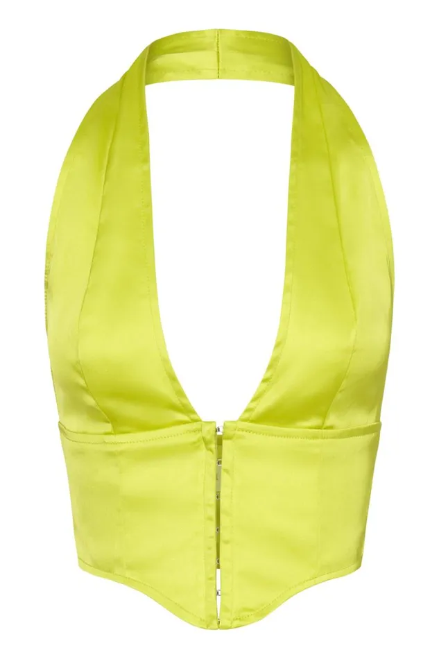 Women Meshki Tops Mallory Satin Corset Top 8211 Fresh Green