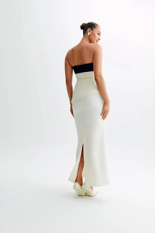 Women Meshki Tops Micah Contrast Suiting Strapless Top 8211 White