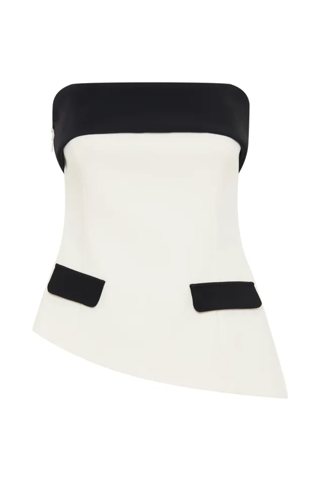 Women Meshki Tops Micah Contrast Suiting Strapless Top 8211 White