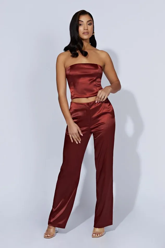 Women Meshki Tops Monique Satin Tube Top 8211 Cherry Chocolate