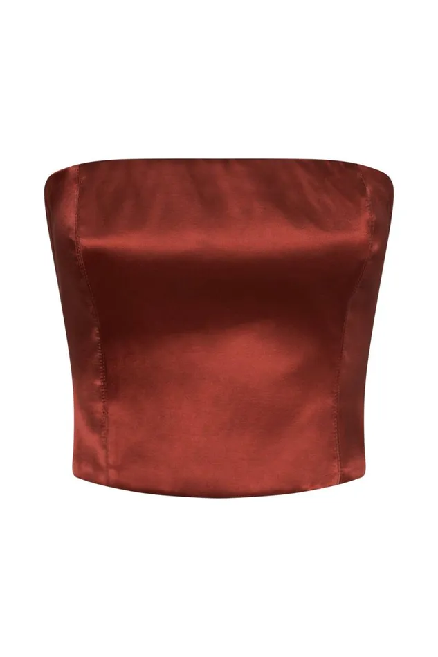 Women Meshki Tops Monique Satin Tube Top 8211 Cherry Chocolate