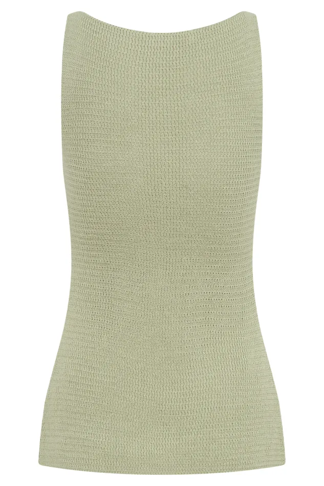 Women Meshki Tops Ridley Knit Tank Top With Split 8211 Pastel Green