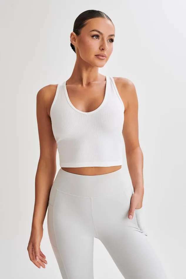 Women Meshki Tops Rory Ribbed Yoga Top 8211 White
