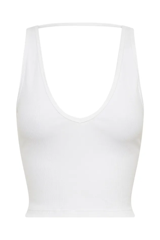 Women Meshki Tops Rory Ribbed Yoga Top 8211 White
