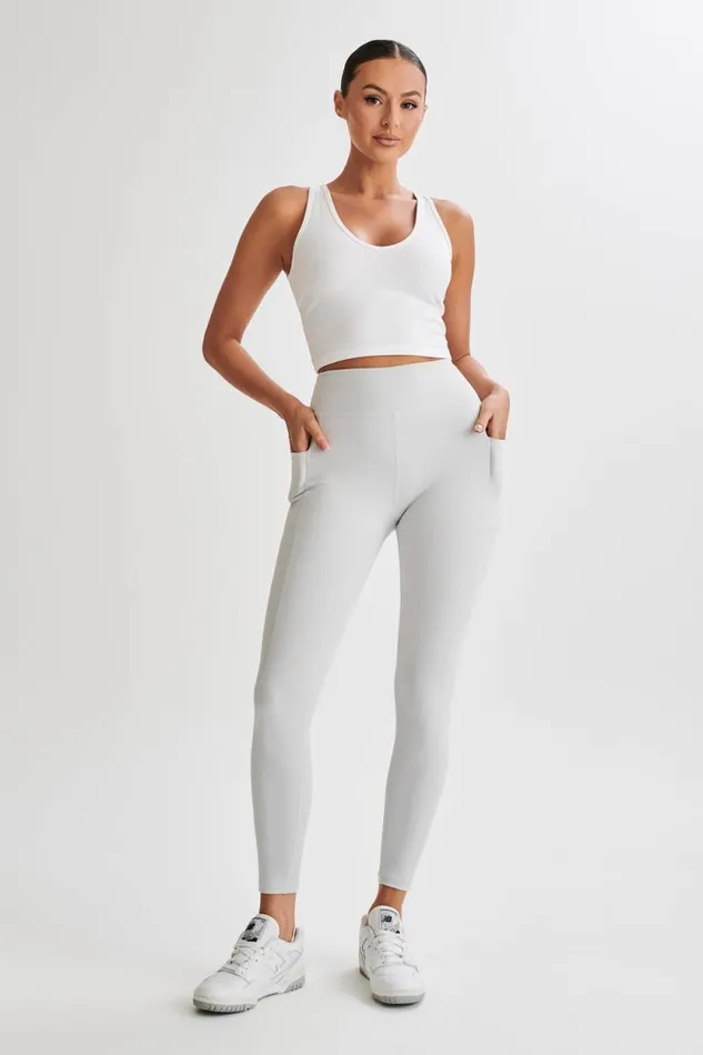 Women Meshki Tops Rory Ribbed Yoga Top 8211 White