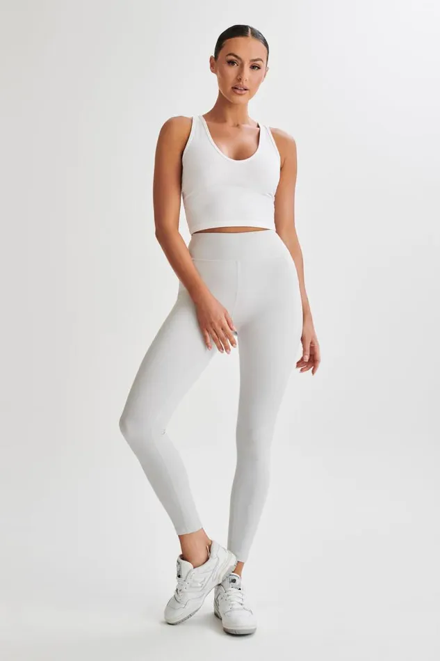 Women Meshki Tops Rory Ribbed Yoga Top 8211 White