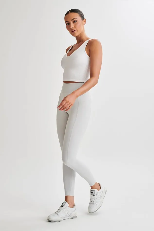Women Meshki Tops Rory Ribbed Yoga Top 8211 White