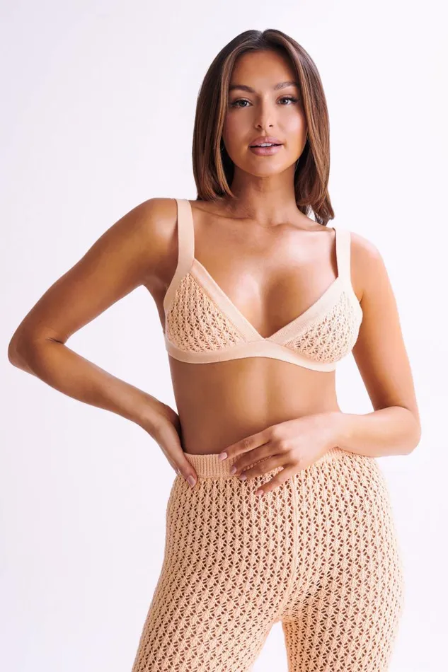 Women Meshki Tops Rosana Crochet Bralette 8211 Apricot