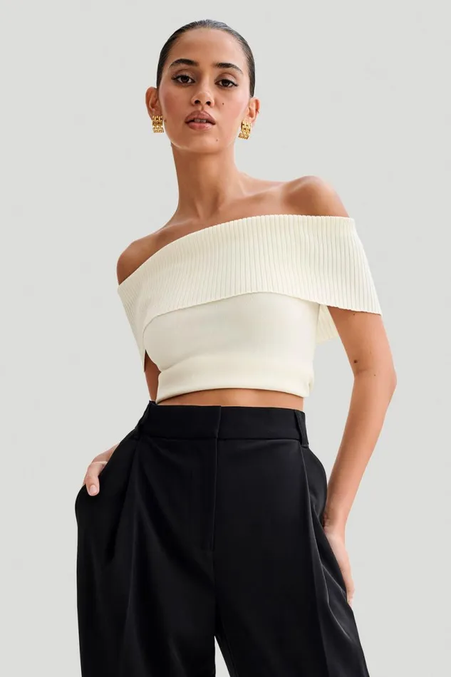 Women Meshki Tops Susanna Off Shoulder Knit Top 8211 Ivory