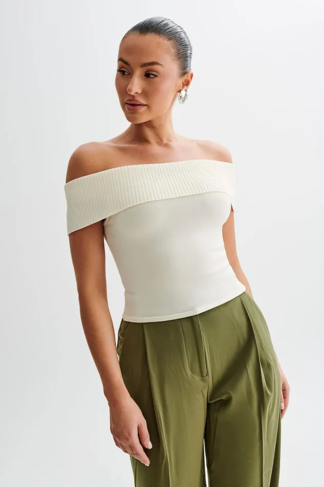 Women Meshki Tops Susanna Off Shoulder Knit Top 8211 Ivory