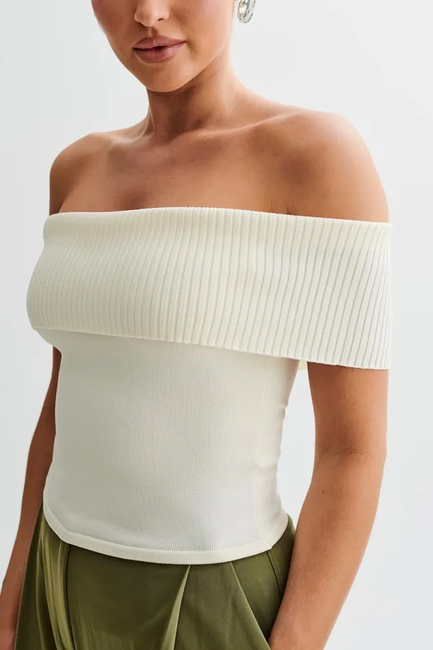 Women Meshki Tops Susanna Off Shoulder Knit Top 8211 Ivory