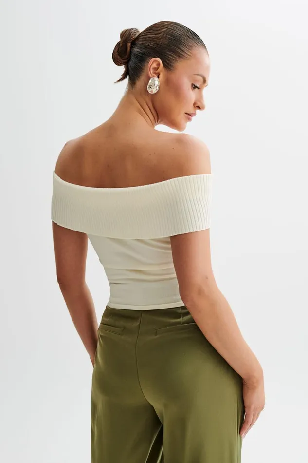 Women Meshki Tops Susanna Off Shoulder Knit Top 8211 Ivory