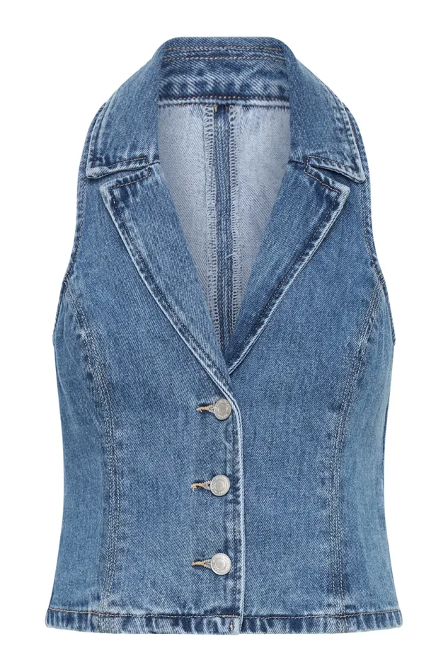 Women Meshki Tops Vivienne Denim Vest 8211 70039S Blue