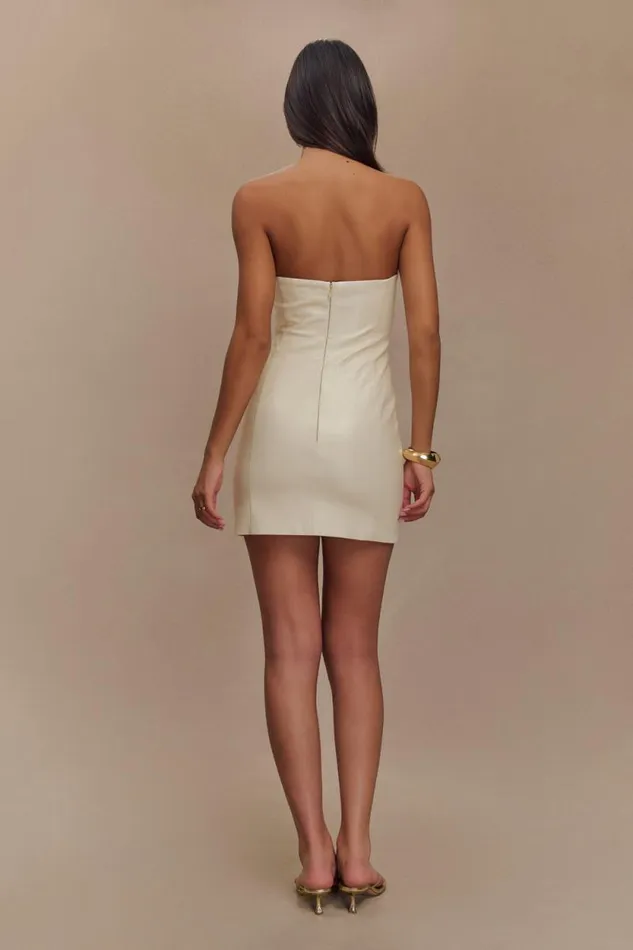 Women Meshki Two Piece Sets Sophie Faux Leather Strapless Mini Dress 8211 Bone