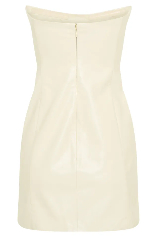 Women Meshki Two Piece Sets Sophie Faux Leather Strapless Mini Dress 8211 Bone